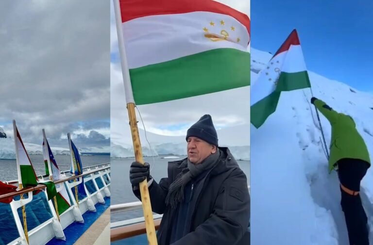 Таджикский путешественник поднял флаг Таджикистана в Антарктиде
