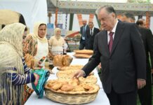 Ифтитоҳи мактабу корхона ва ширкат дар ҷашни Наврӯз дар Мастчоҳ. Рӯзи дуввуми сафари Эмомалӣ Раҳмон ба Суғд