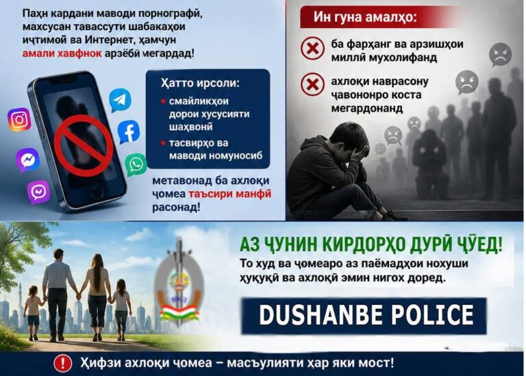 Милиция Душанбе предупредила об уголовной ответственности за распространение порнографии